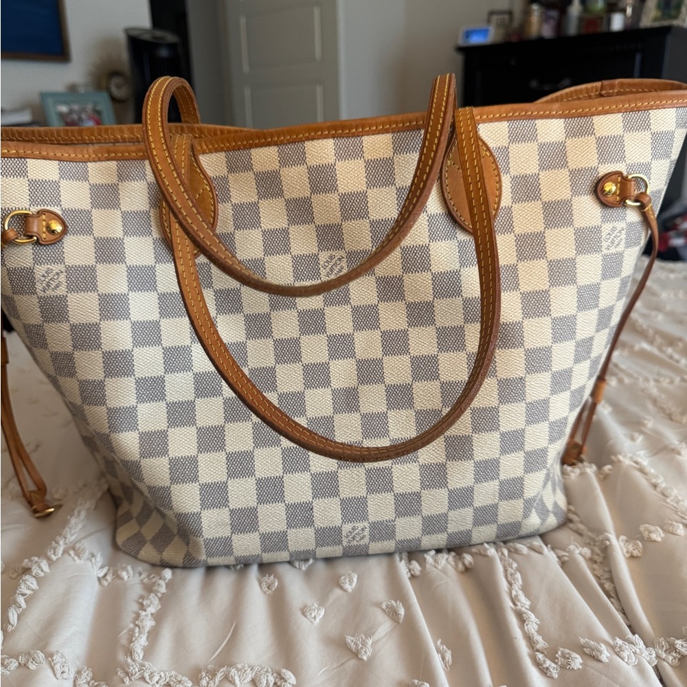 Louis Vuitton Gray and Tan Neverfull Tote